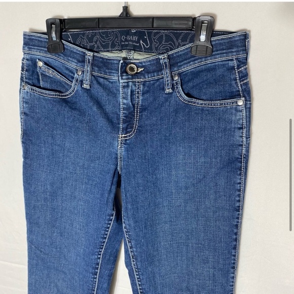 Wrangler Q Baby Med Wash Mid Rise Straight Leg Jeans 7/8 - Picture 5 of 16